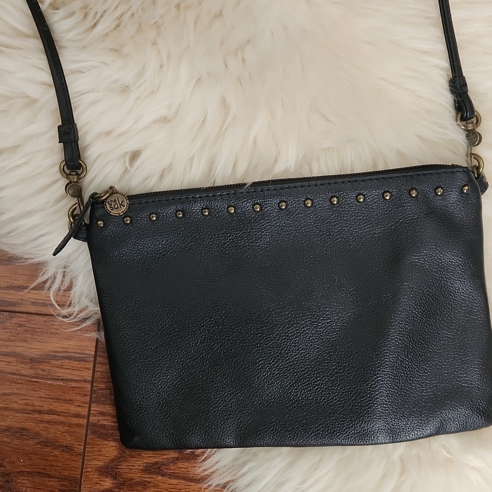 The Sak Black Studded Leather Zip Top Mini Bag - Picture 2 of 5